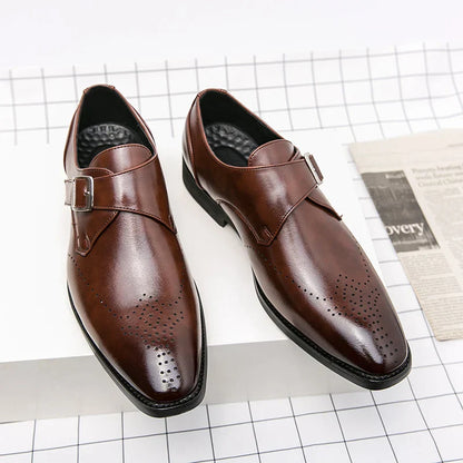 Men's Dress Shoes Single Strap Buckle Design