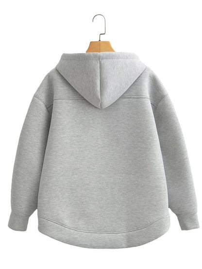 Women's Oversized Zip Hoodie Cotton Casual Black