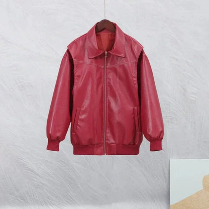 Women's Leather Jacket Durable Brown