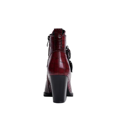 Women's Pointed Toe Boots Buckle Strap Detail