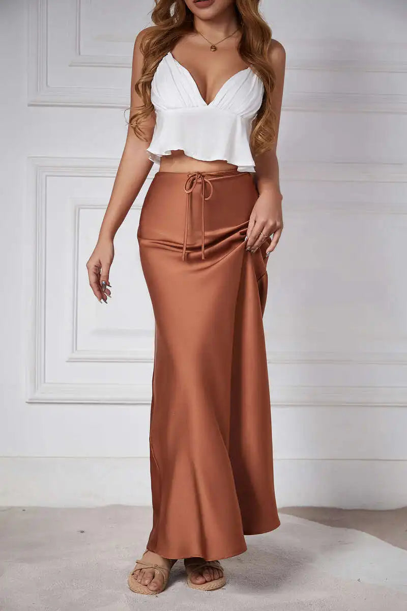 Women's Satin Maxi Skirt - Vonnera