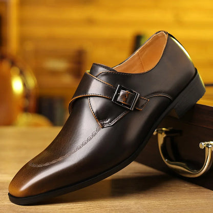 Men's Leather Monk Strap Loafers - Vonnera