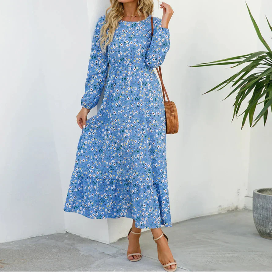 Women's Maxi Floral Long Sleeve Summer Dress