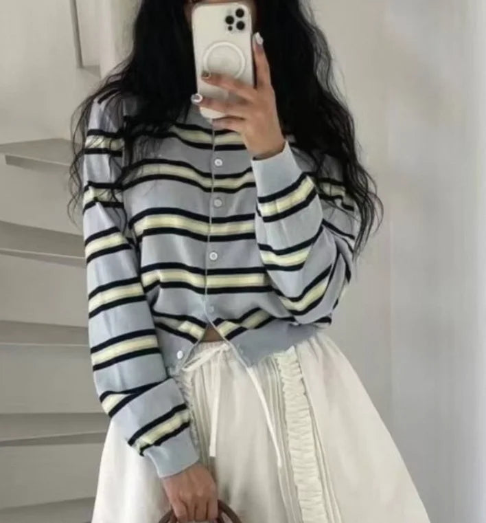 Portella Women's Striped Cardigan Sweater