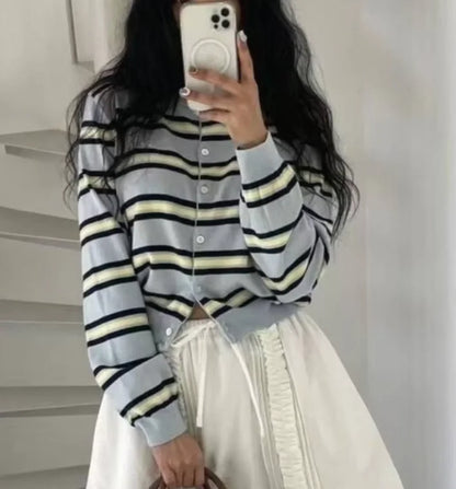 Portella Women's Striped Cardigan Sweater