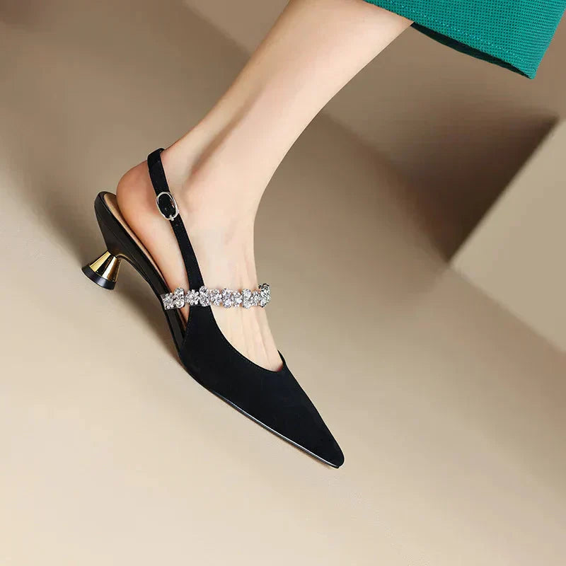 Seraphina Women's Pointed Toe Pumps Crystal Strap Heels