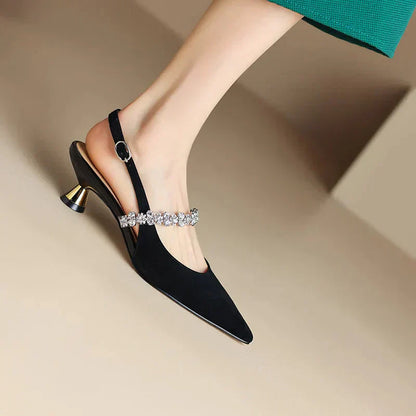 Seraphina Women's Pointed Toe Pumps Crystal Strap Heels