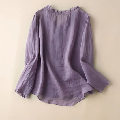 Women's Linen Neck V Blouse