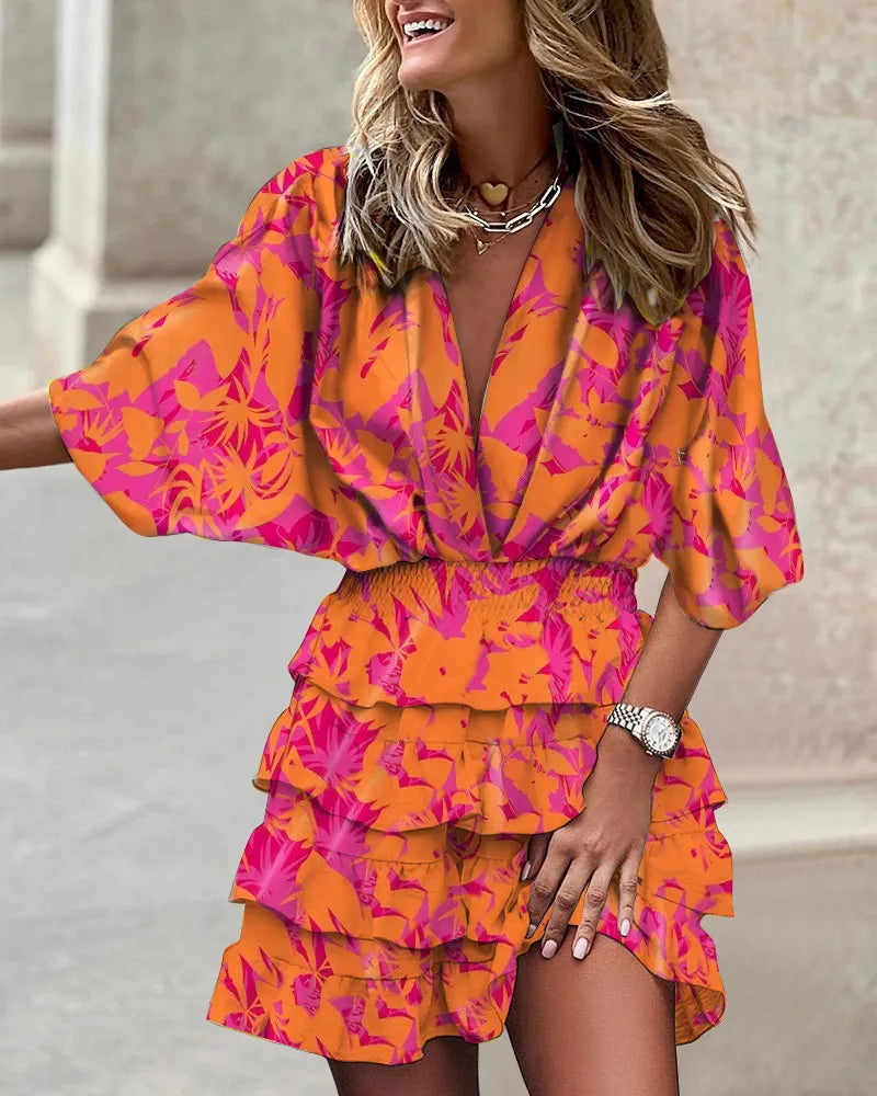 Women's Floral Tiered Wrap Dress