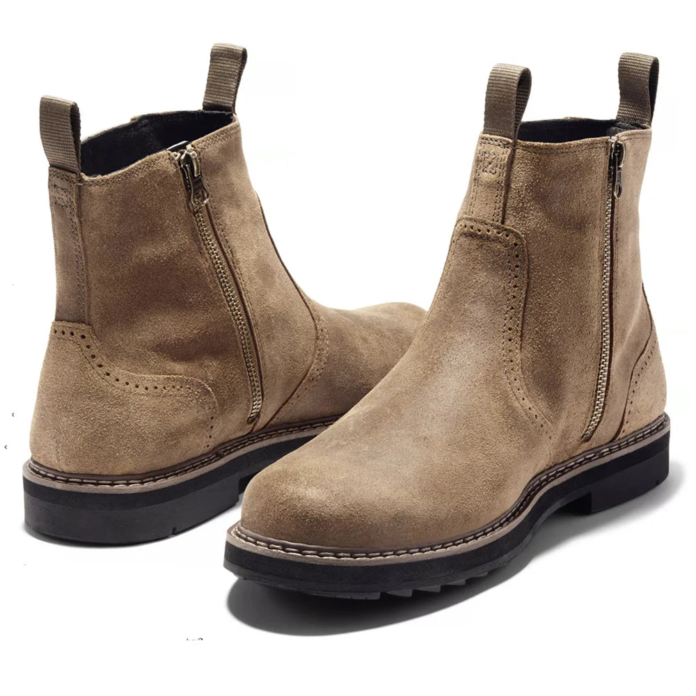 Men's Chelsea Boots Side Zipper Leather Black - Vonnera