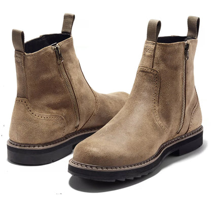 Men's Chelsea Boots Side Zipper Leather Black - Vonnera
