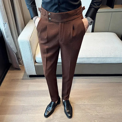 Men's Pleated Trousers Textured Front
