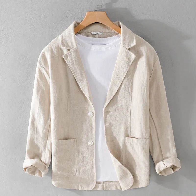 Women's Linen Blazer Italian Style Beige - Vonnera
