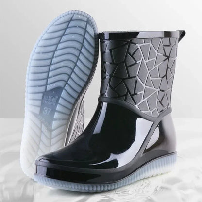 Women's Waterproof Rain Boots Mid-Calf Non-Slip Lightweight - Vonnera