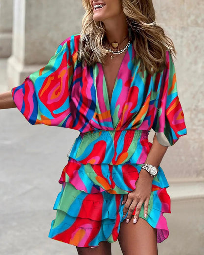 Women's Floral Tiered Wrap Dress