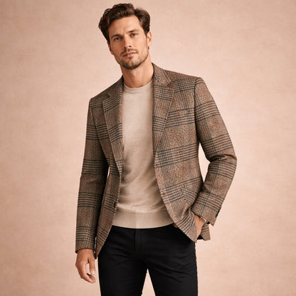 Men's Slim Fit Tweed Blazer Suit Plaid