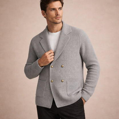 Men's Double Breasted Knit Cardigan Smart Casual