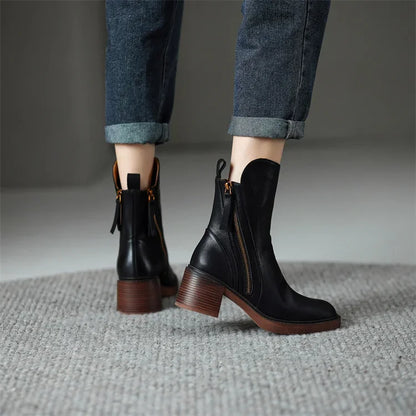 Isla Women's Ankle Boots Tassel Accent Chunky Sole