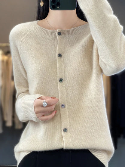 Women's Knitted Cardigan Round Neckline