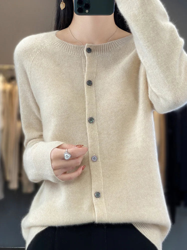 Women's Crewneck Cardigan Button-Up Style