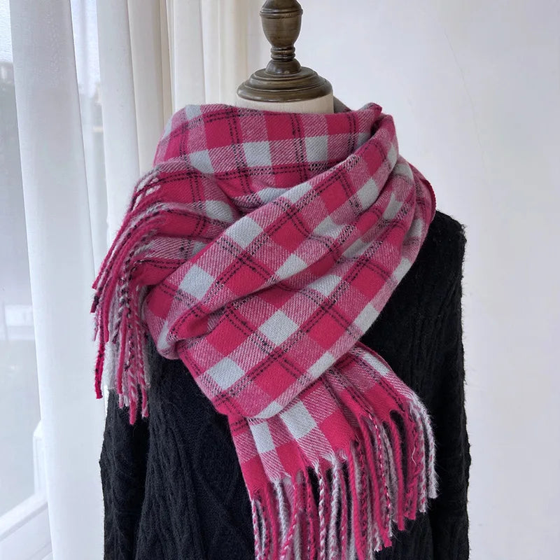 Melviera Fringed Check Scarf