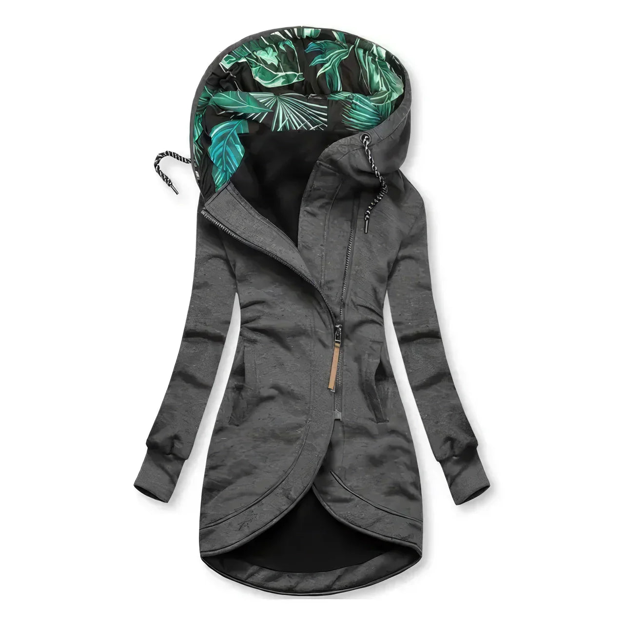 Women's Hooded Longline Zip-Up Jacket
