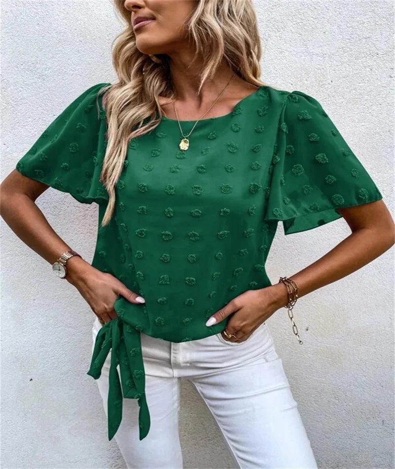 Women's Floral Blouse Tie Waist