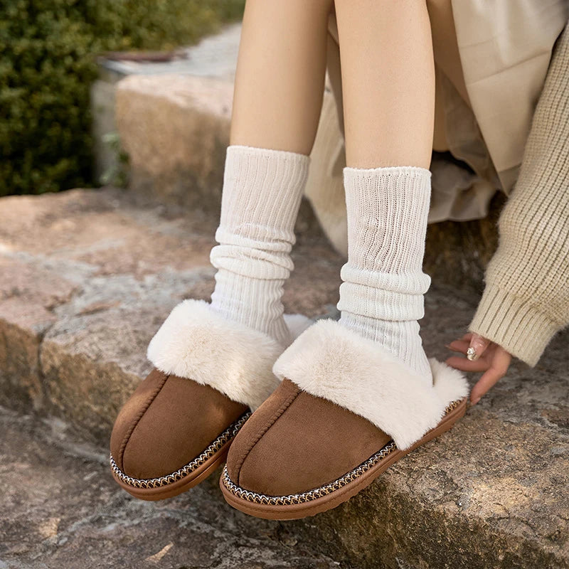 Women's Plush Slippers Soft Fur Lining Warm Beige - Vonnera