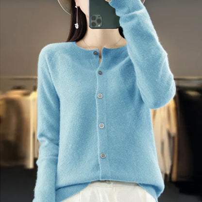 Women's Knitted Cardigan Round Neckline