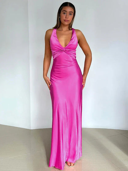 Women's Sleeveless Halter Neck Evening Gown - Vonnera