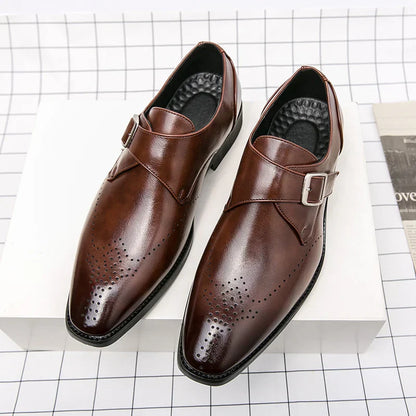 Men's Dress Shoes Single Strap Buckle Design