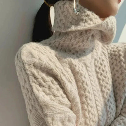 Women's Braided Turtleneck Sweater - Vonnera