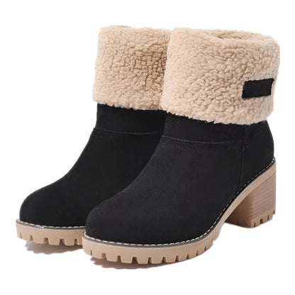 Women's Mid-Calf Block Heel Boots Lug Sole - Vonnera