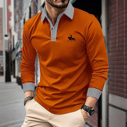 Men's Slim Fit Long Sleeve Polo Shirt - Vonnera