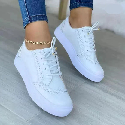 Women's Platform Lace-Up Sneakers Brogue Detail