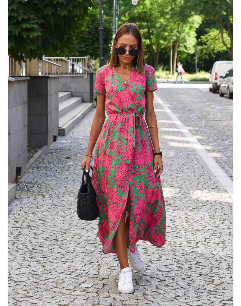 Women's Floral Maxi Dress V-Neckline