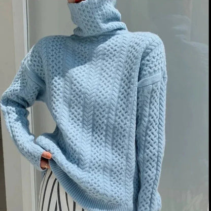 Women's Braided Turtleneck Sweater