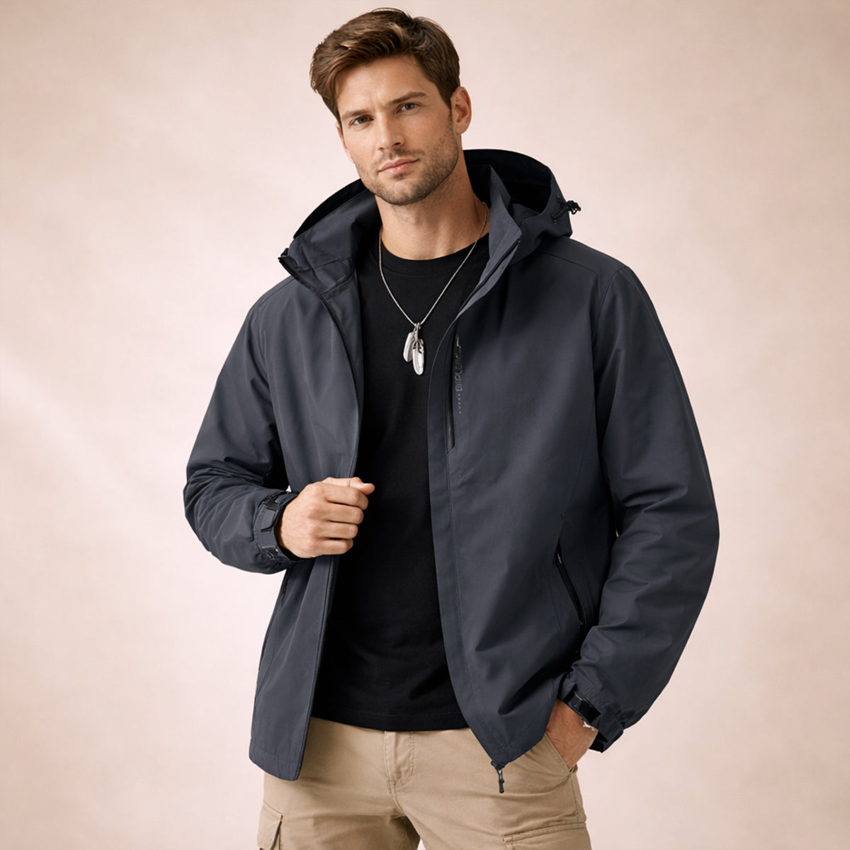 Waterproof Softshell Rain Jacket Windproof Hooded Outdoor Coat
