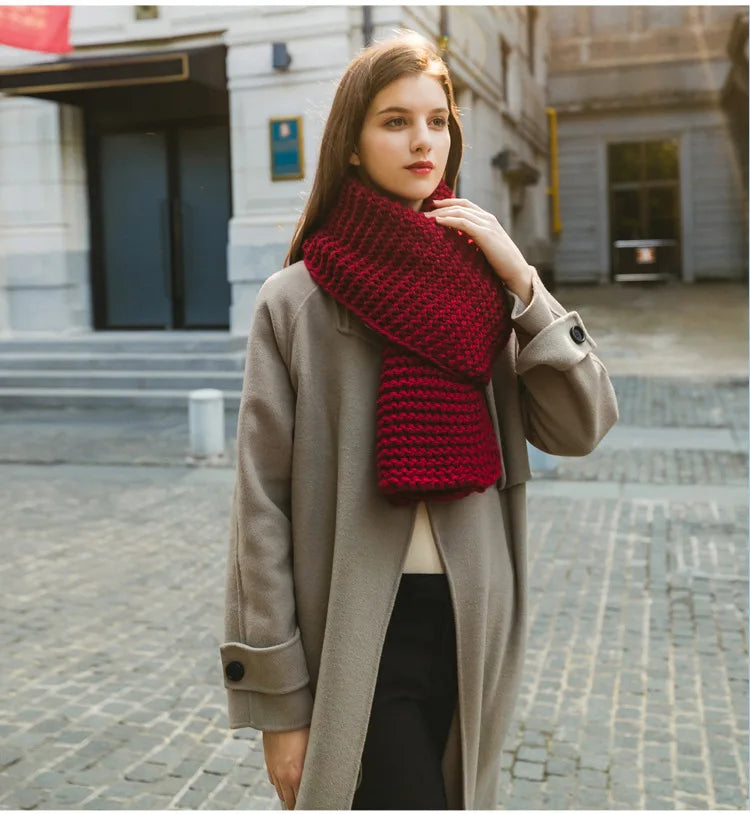 Merina Women's Chunky Knit Wool Scarf