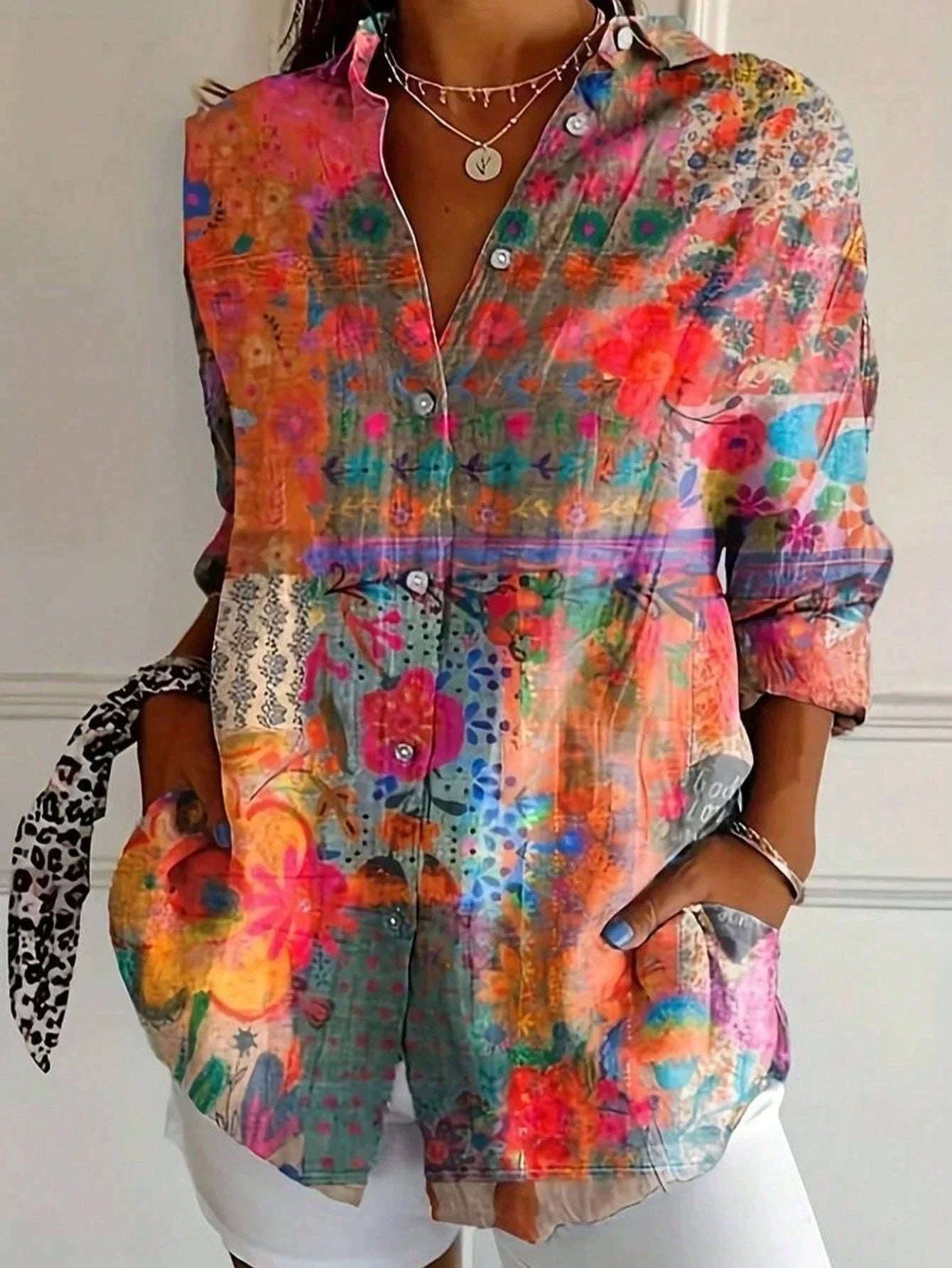 Women's Colorful Blouse Playful Print