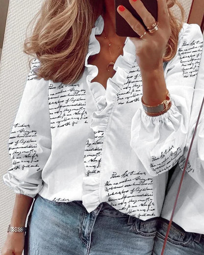 Women's Ruffle V-Neck Blouse