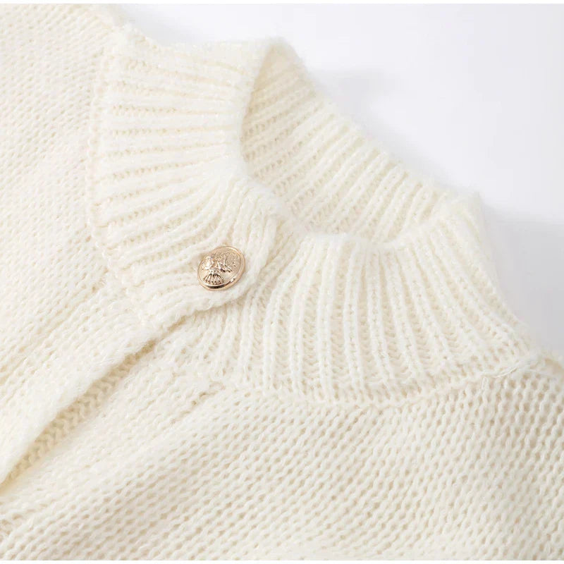 Women's Cardigan Sweater Ribbed Knit Cuffed Sleeves