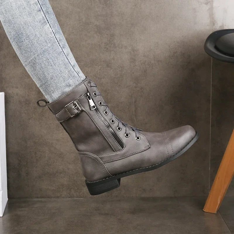 Women's Lace-Up Boots With Side Zip