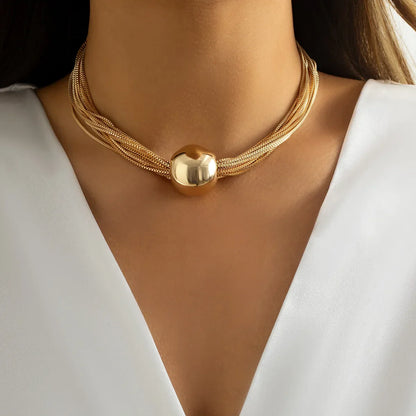Women's Multi-Strand Choker Necklace Polished Ball Pendant - Vonnera