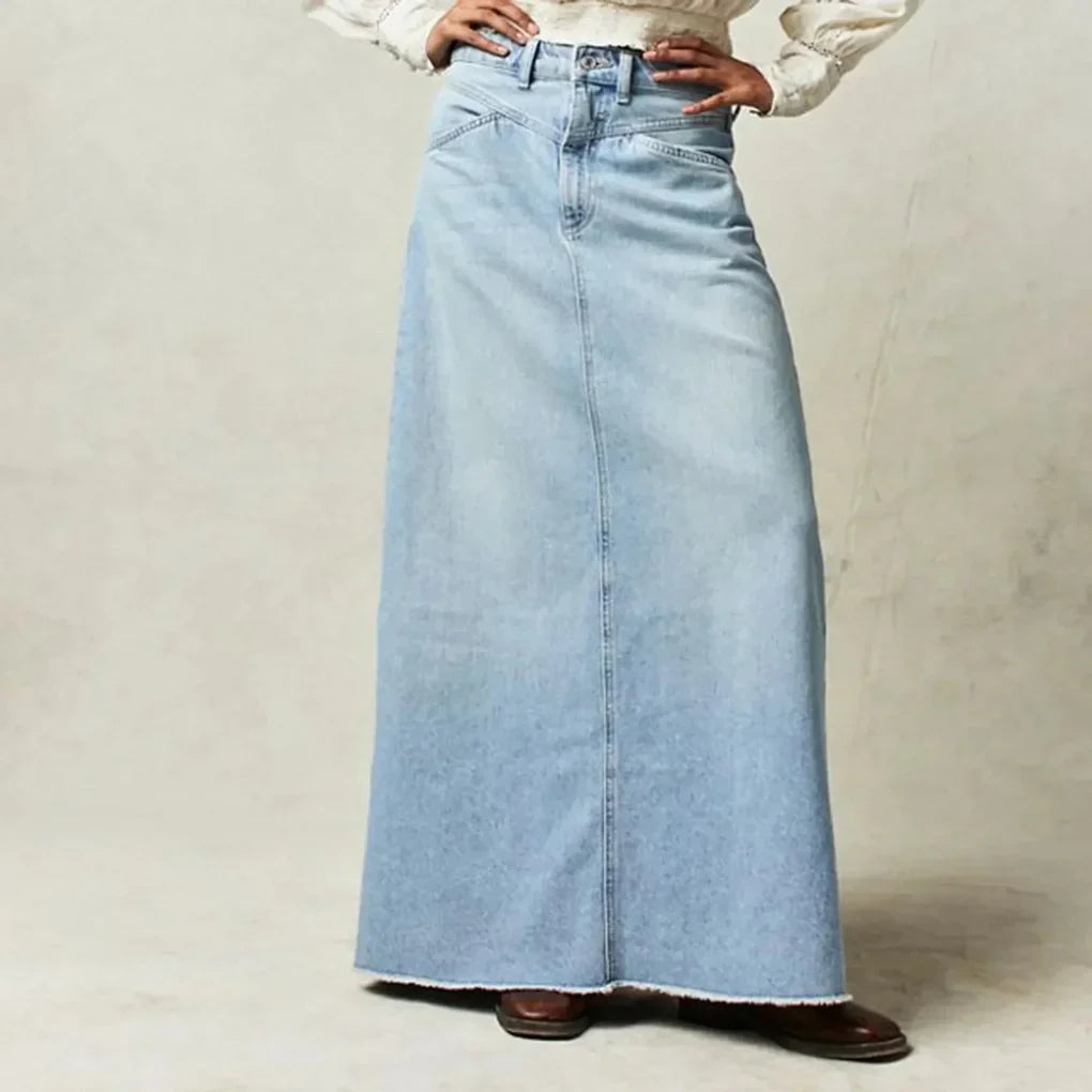 Women's High Waist Straight Denim Skirt - Vonnera