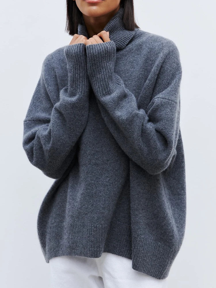 Women's Oversized Turtleneck Sweater Hip Length Cozy - Vonnera