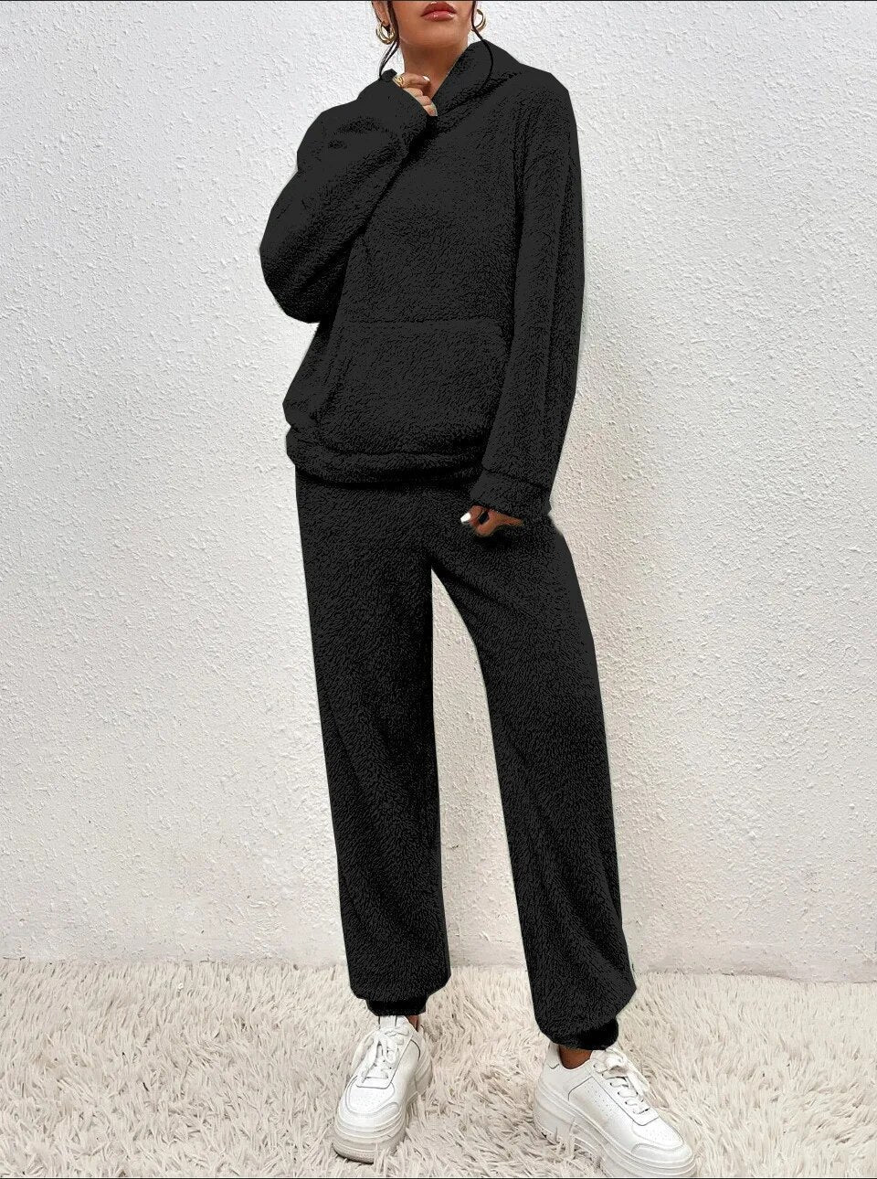 Teddy Hooded Housesuit Soft Cozy Beige
