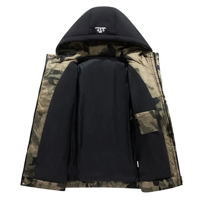 Men's Windproof Parkas Jacket Waterproof Hooded Multi-Pocket