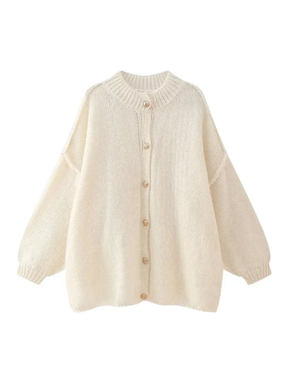 Women's Bat Sleeve Cardigan Wool Blend Lapel Detail Black