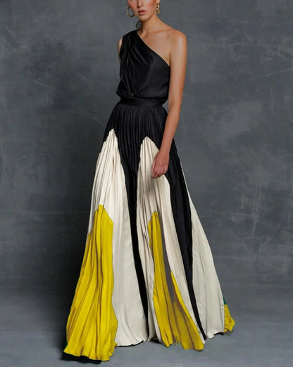 Women's Maxi Dress Stylish Shoulder Design - Vonnera